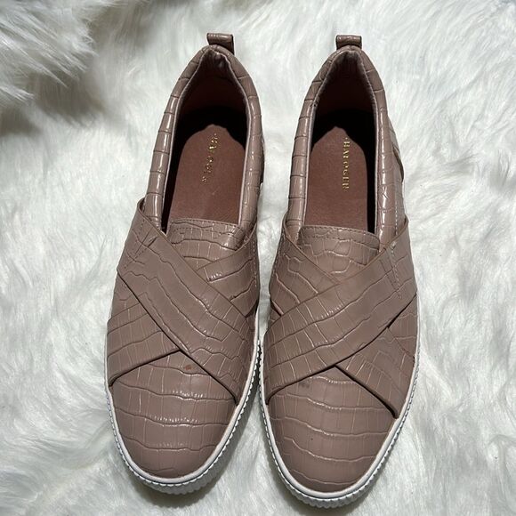 Halogen Blakely Platform Sneaker Leather Blush Pink 7.5M Croc Embossed. B74 - Picture 3 of 10